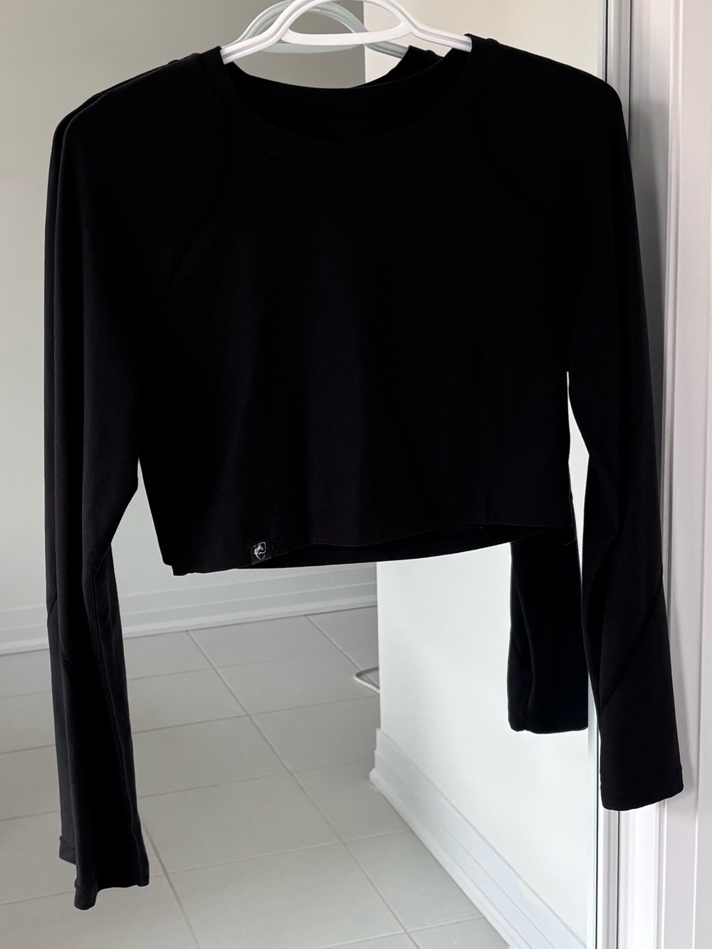 Alphalete Long Sleeve Crop Top in Black